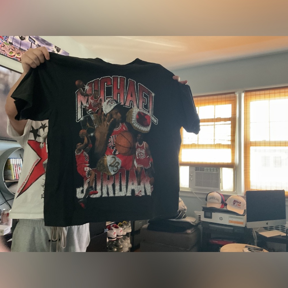 Jordan Black Tee with Red and White Details